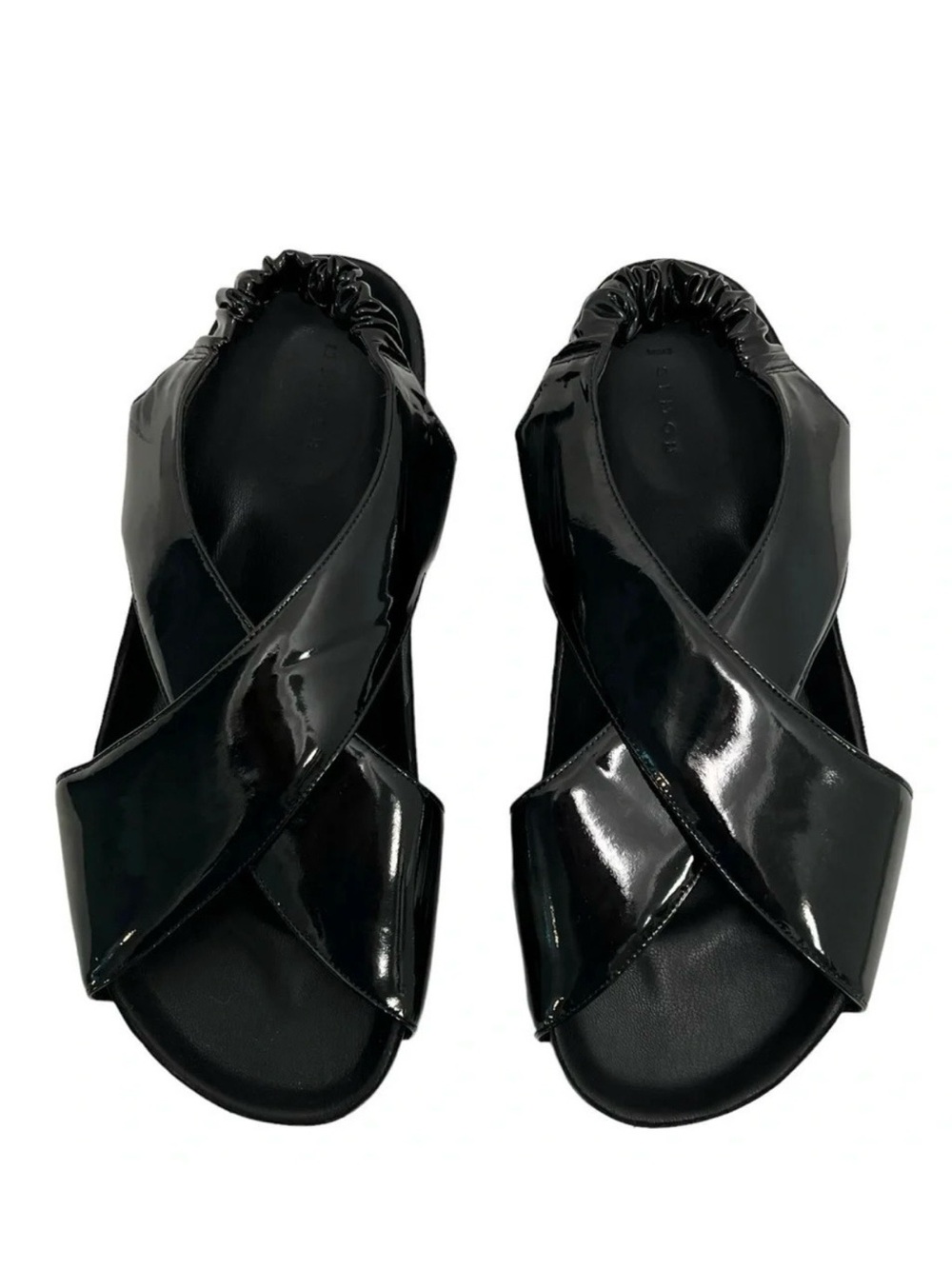 Simon Miller Dip Patent Vegan Leather Platform Slingback Sandals Black Size 8